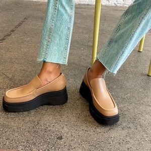 Vagabond Tan Platform Loafers